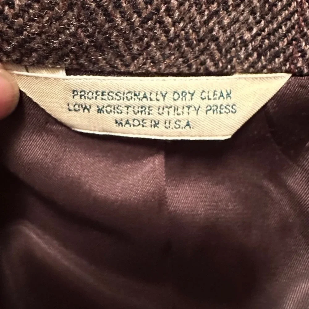 Vintage Brown‎ Herringbone Wool Blazer Union USA Made Classic Mens Sport Coat